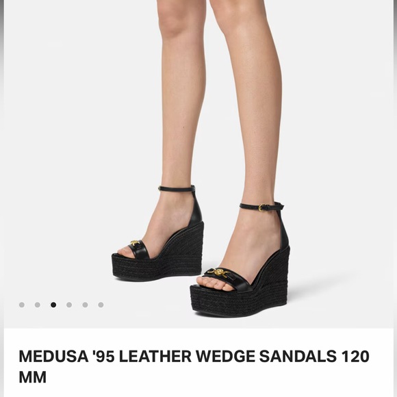 Versace Medusa ‘95 Leather Wedge Sandals size 36 - Picture 8 of 9